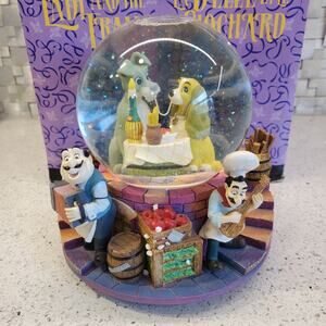 Disney Lady and the Tramp Musical Snowglobe WORKS Bella Notte with BOX